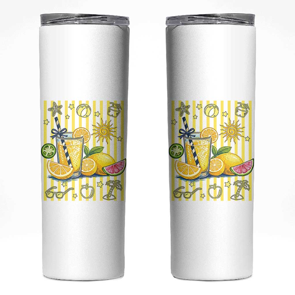 Striped Summer Lemonade Skinny Tumbler Preppy Brushstroke Aesthetic Graphic
