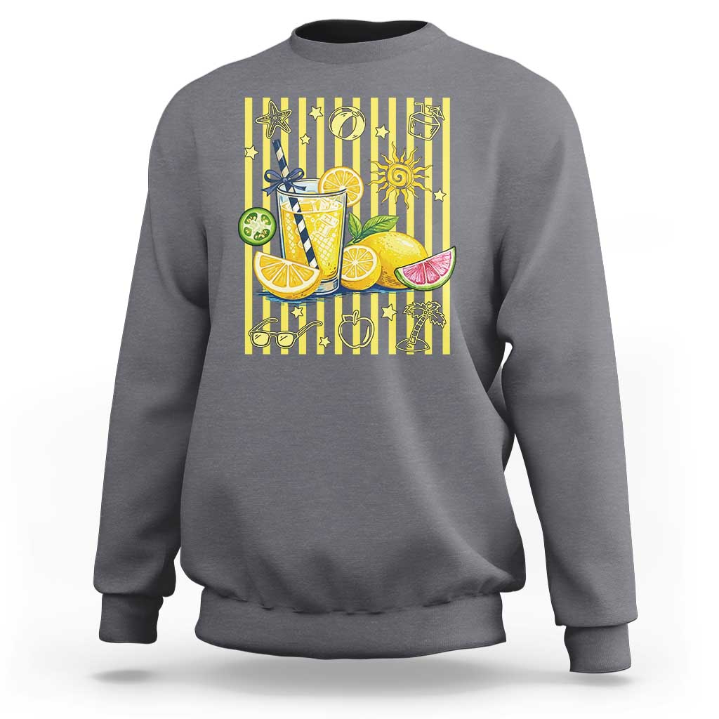 Striped Summer Lemonade Sweatshirt Preppy Brushstroke Aesthetic Graphic