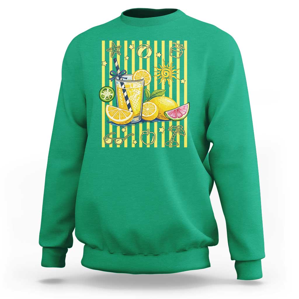 Striped Summer Lemonade Sweatshirt Preppy Brushstroke Aesthetic Graphic