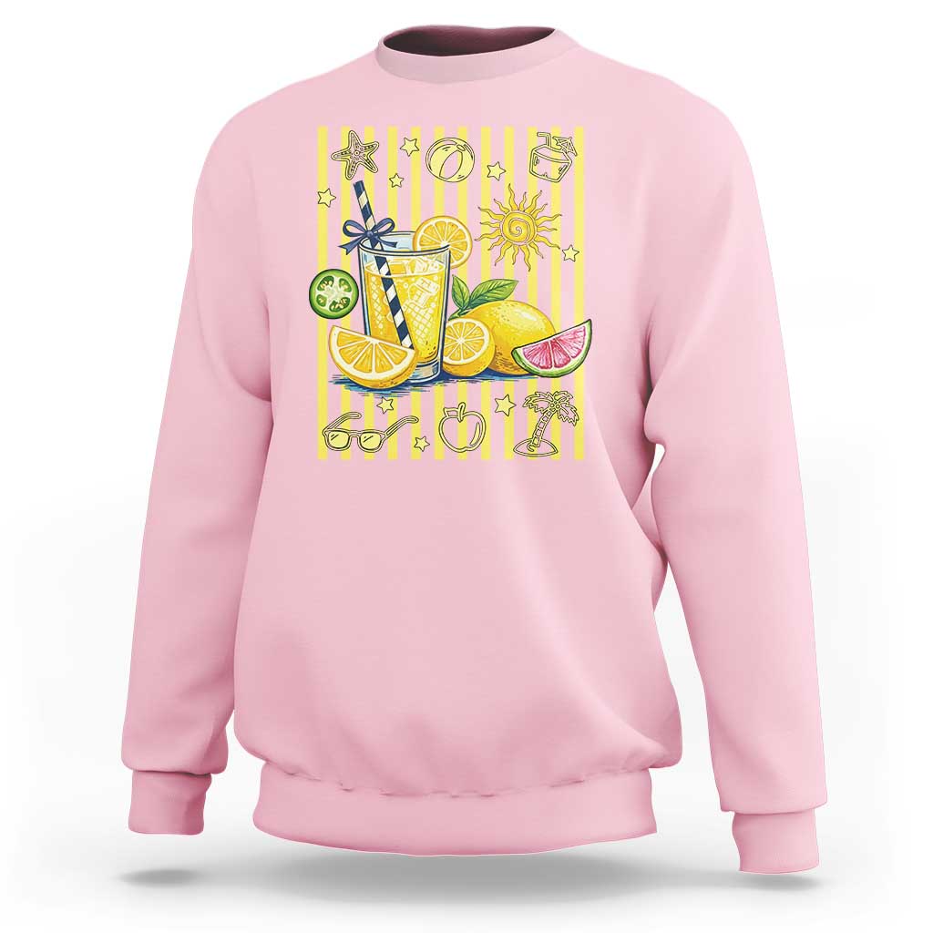 Striped Summer Lemonade Sweatshirt Preppy Brushstroke Aesthetic Graphic