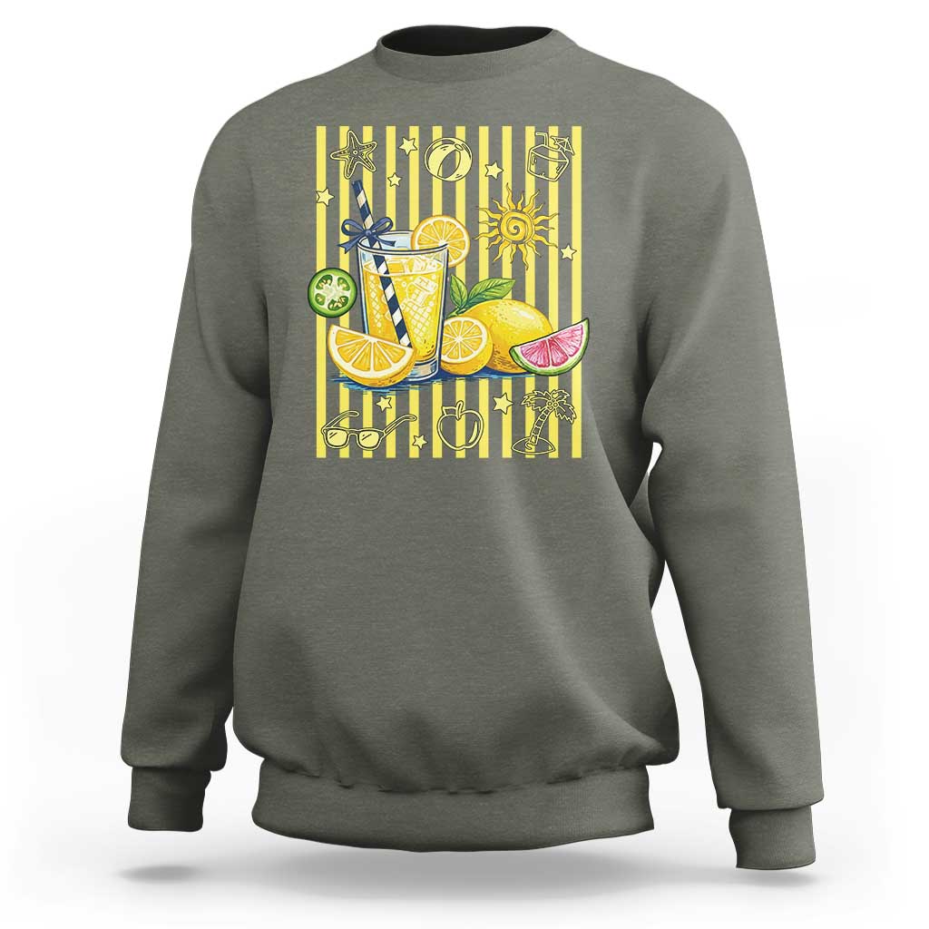 Striped Summer Lemonade Sweatshirt Preppy Brushstroke Aesthetic Graphic