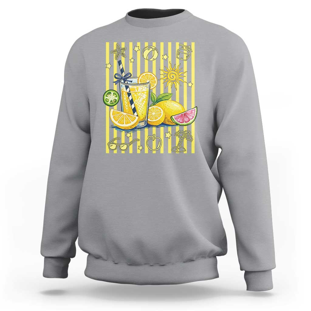 Striped Summer Lemonade Sweatshirt Preppy Brushstroke Aesthetic Graphic