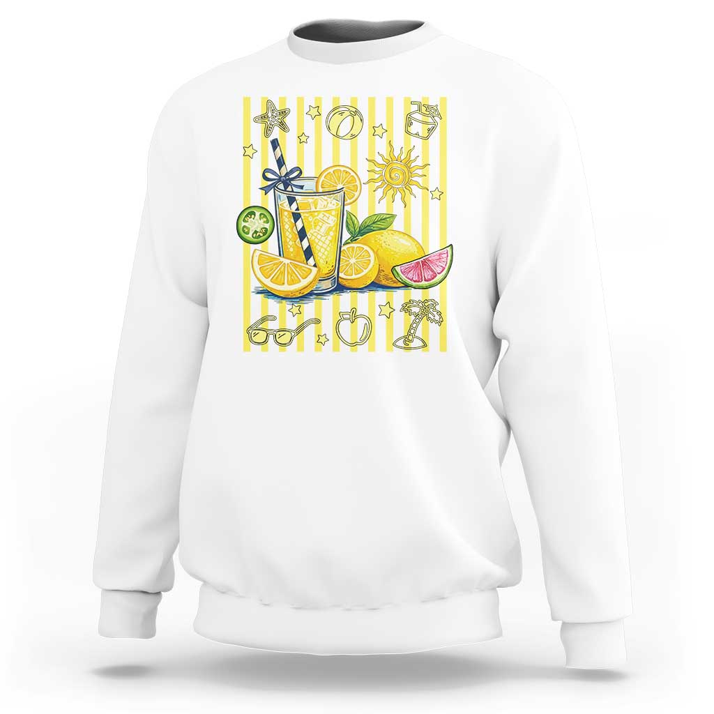 Striped Summer Lemonade Sweatshirt Preppy Brushstroke Aesthetic Graphic