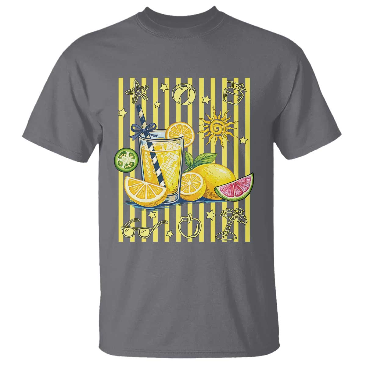 Striped Summer Lemonade T Shirt Preppy Brushstroke Aesthetic Graphic