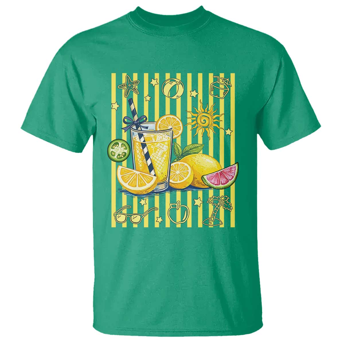 Striped Summer Lemonade T Shirt Preppy Brushstroke Aesthetic Graphic