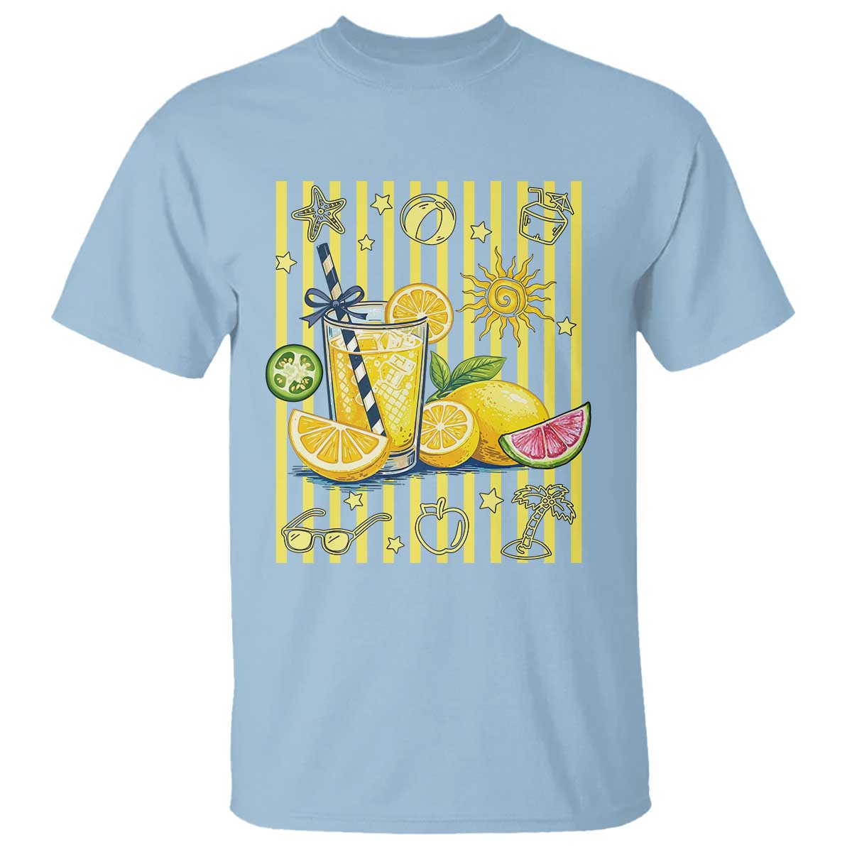 Striped Summer Lemonade T Shirt Preppy Brushstroke Aesthetic Graphic
