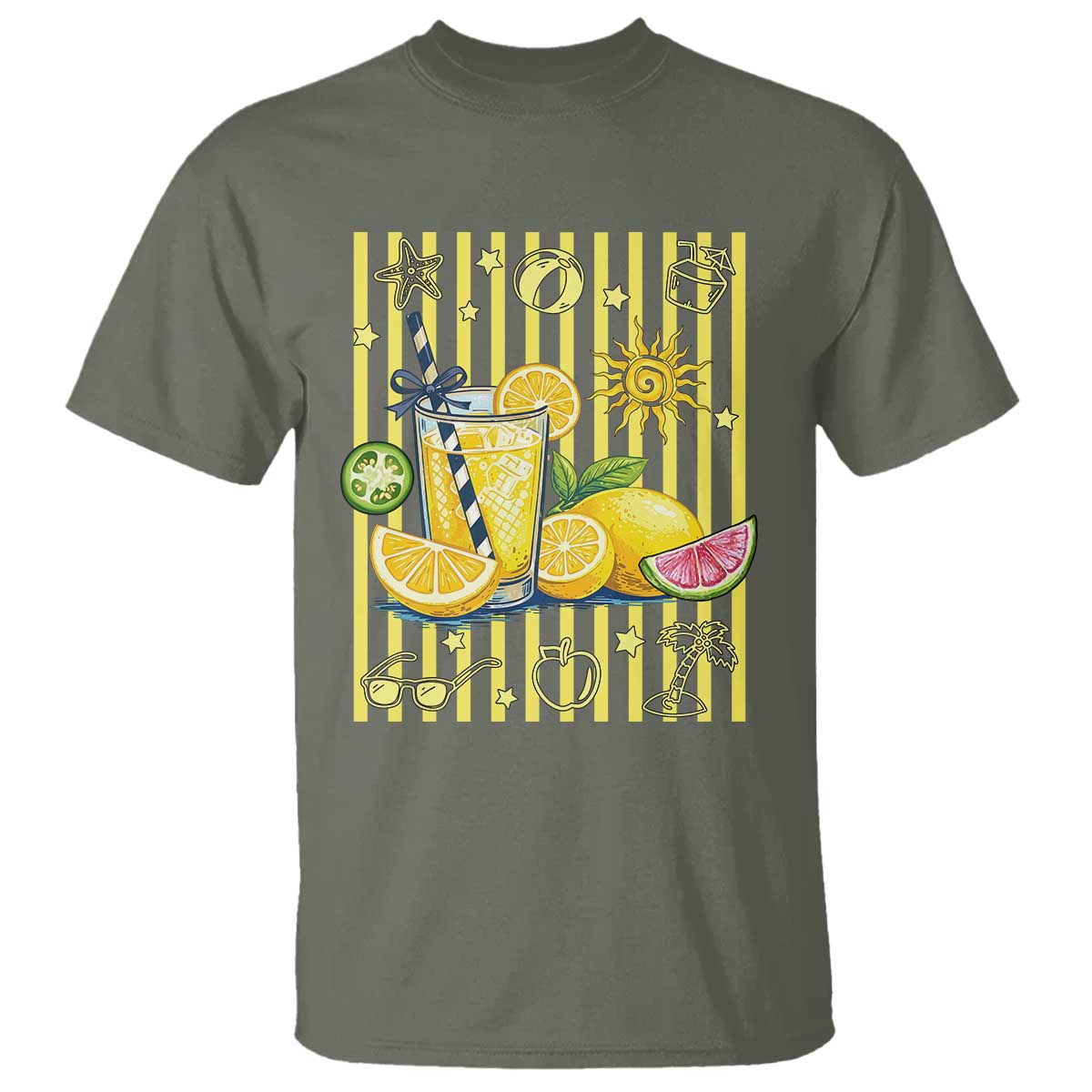Striped Summer Lemonade T Shirt Preppy Brushstroke Aesthetic Graphic