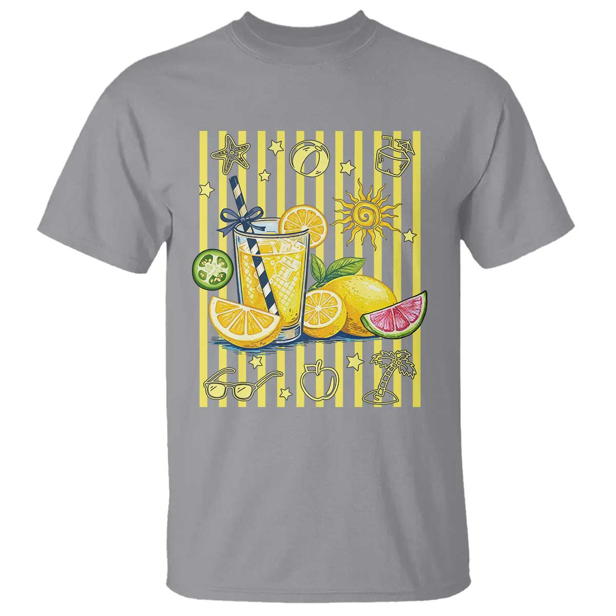 Striped Summer Lemonade T Shirt Preppy Brushstroke Aesthetic Graphic