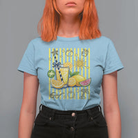 Striped Summer Lemonade T Shirt For Women Preppy Brushstroke Aesthetic Graphic
