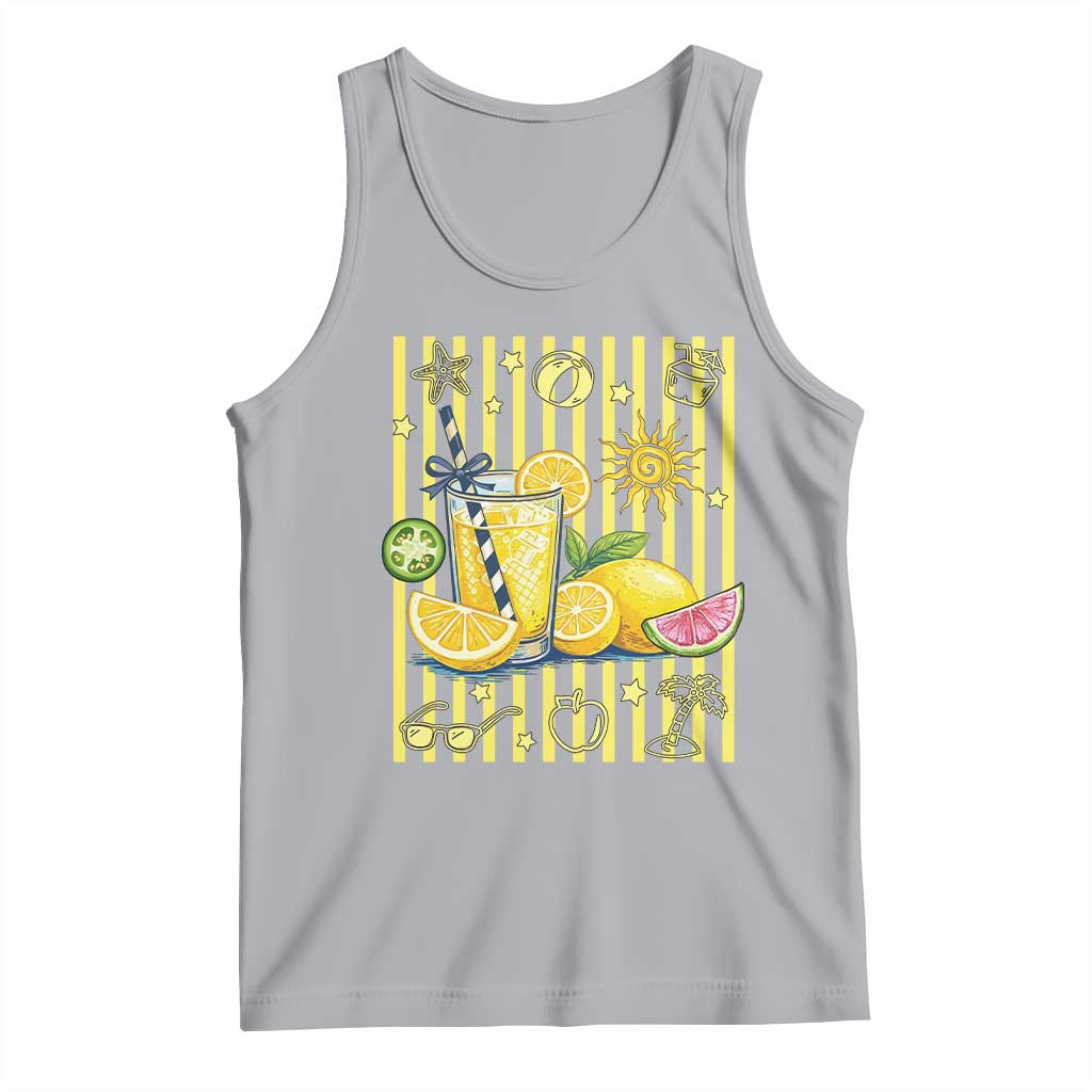 Striped Summer Lemonade Tank Top Preppy Brushstroke Aesthetic Graphic