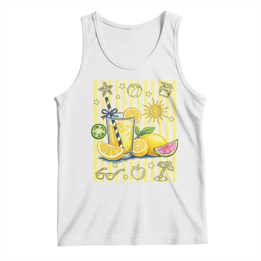 Striped Summer Lemonade Tank Top Preppy Brushstroke Aesthetic Graphic
