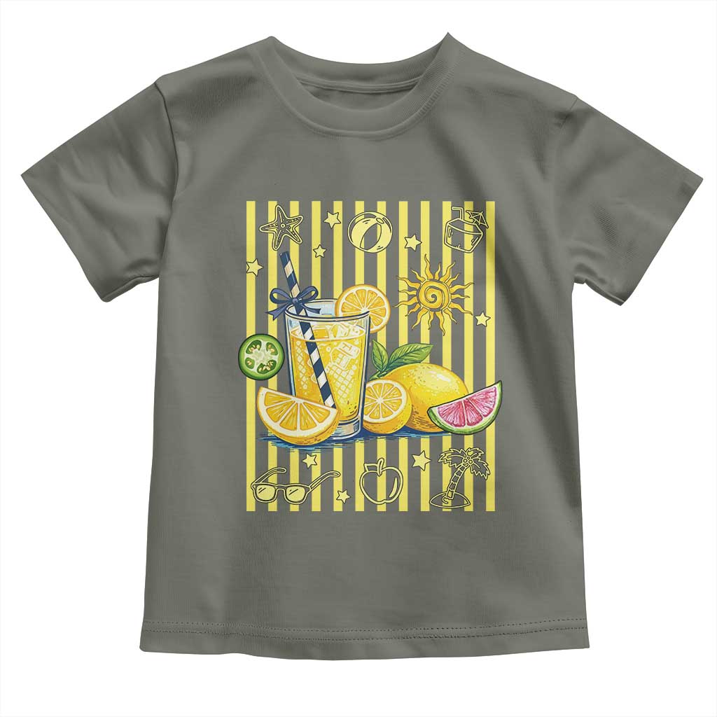 Striped Summer Lemonade Toddler T Shirt Preppy Brushstroke Aesthetic Graphic
