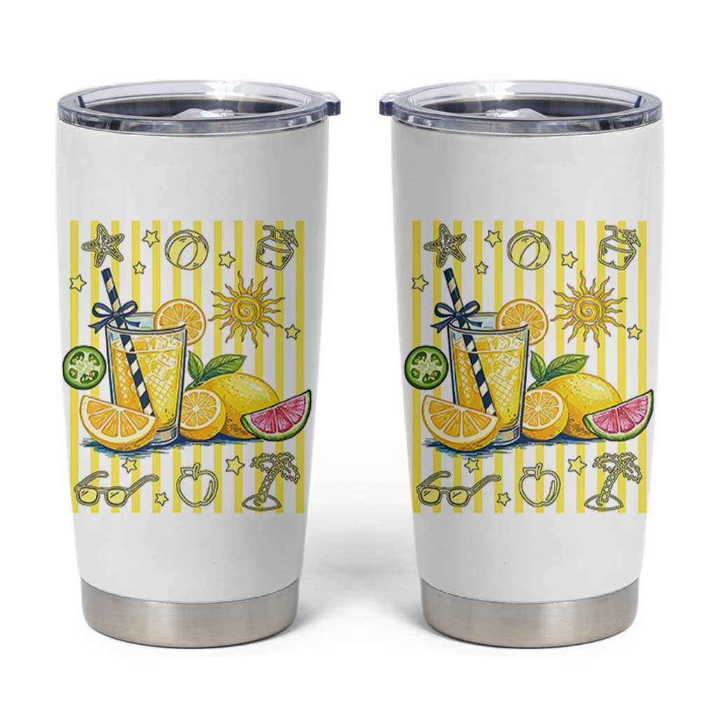Striped Summer Lemonade Tumbler Cup Preppy Brushstroke Aesthetic Graphic
