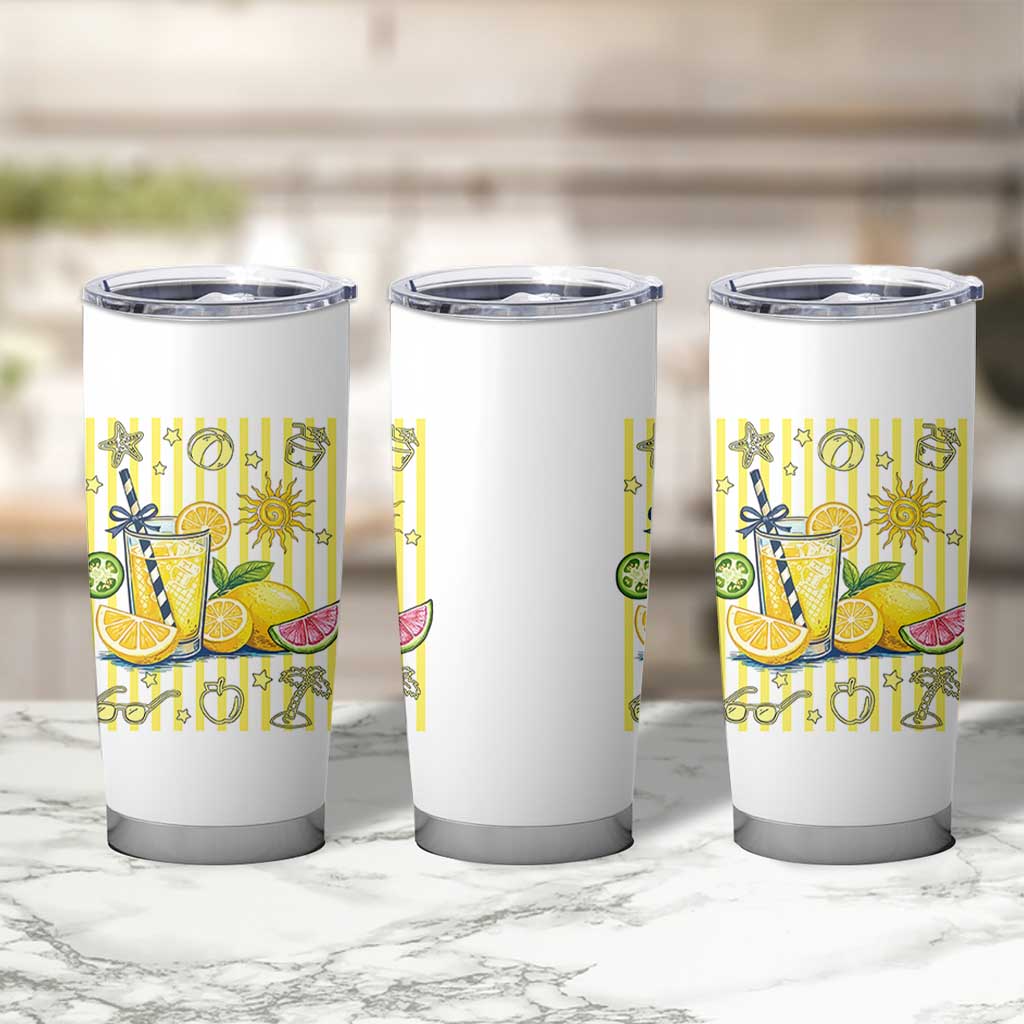 Striped Summer Lemonade Tumbler Cup Preppy Brushstroke Aesthetic Graphic