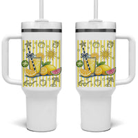 Striped Summer Lemonade Tumbler With Handle Preppy Brushstroke Aesthetic Graphic