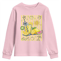 Striped Summer Lemonade Youth Sweatshirt Preppy Brushstroke Aesthetic Graphic