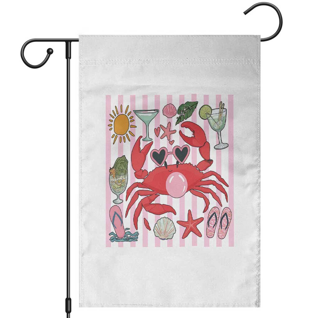 Funny Crab Tropical Summer Vacation Gift Garden Flag Striped Summer Beach Vibes