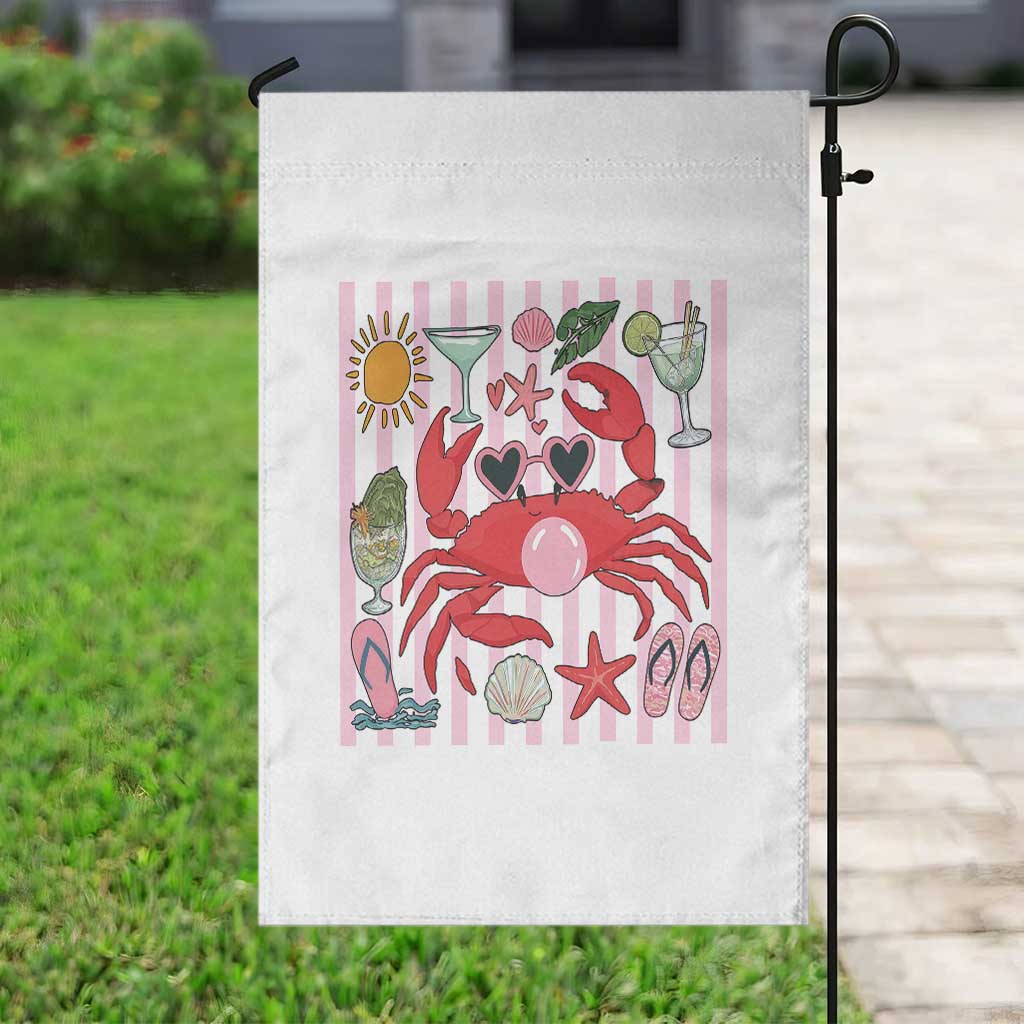 Funny Crab Tropical Summer Vacation Gift Garden Flag Striped Summer Beach Vibes
