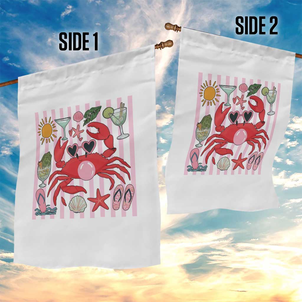 Funny Crab Tropical Summer Vacation Gift Garden Flag Striped Summer Beach Vibes