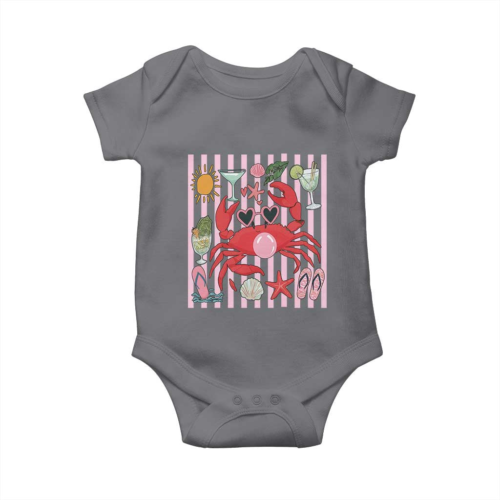 Funny Crab Tropical Summer Vacation Gift Baby Onesie Striped Summer Beach Vibes