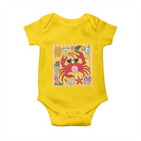 Funny Crab Tropical Summer Vacation Gift Baby Onesie Striped Summer Beach Vibes