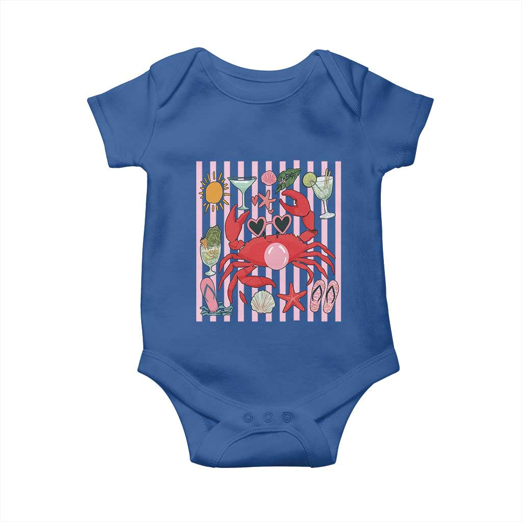 Funny Crab Tropical Summer Vacation Gift Baby Onesie Striped Summer Beach Vibes