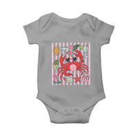 Funny Crab Tropical Summer Vacation Gift Baby Onesie Striped Summer Beach Vibes