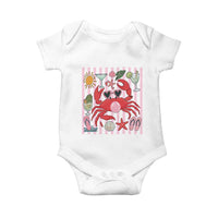 Funny Crab Tropical Summer Vacation Gift Baby Onesie Striped Summer Beach Vibes