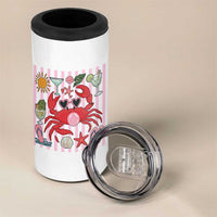 Funny Crab Tropical Summer Vacation Gift 4 in 1 Can Cooler Tumbler Striped Summer Beach Vibes