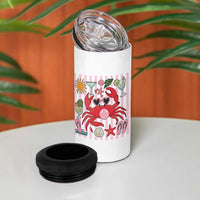 Funny Crab Tropical Summer Vacation Gift 4 in 1 Can Cooler Tumbler Striped Summer Beach Vibes