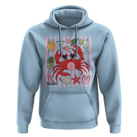 Funny Crab Tropical Summer Vacation Gift Hoodie Striped Summer Beach Vibes