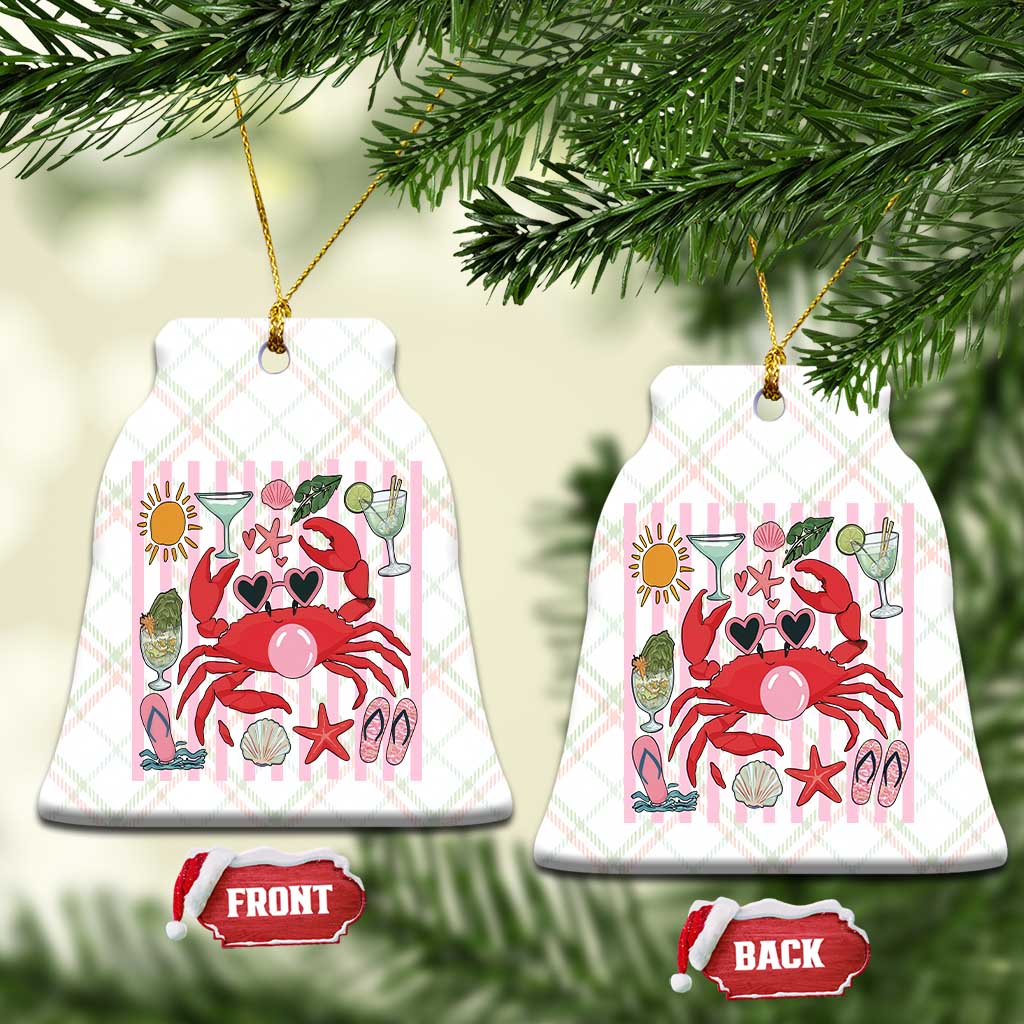 Funny Crab Tropical Summer Vacation Gift Ceramic Ornament Striped Summer Beach Vibes