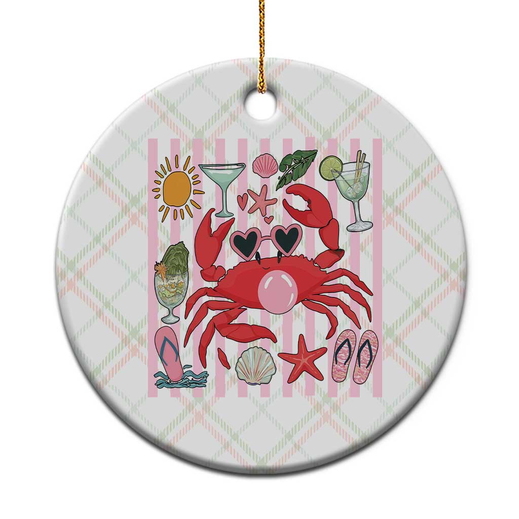 Funny Crab Tropical Summer Vacation Gift Ceramic Ornament Striped Summer Beach Vibes