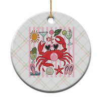 Funny Crab Tropical Summer Vacation Gift Ceramic Ornament Striped Summer Beach Vibes