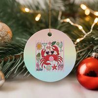 Funny Crab Tropical Summer Vacation Gift Ceramic Ornament Striped Summer Beach Vibes