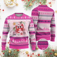 Funny Crab Tropical Summer Vacation Gift Ugly Christmas Sweater Striped Summer Beach Vibes