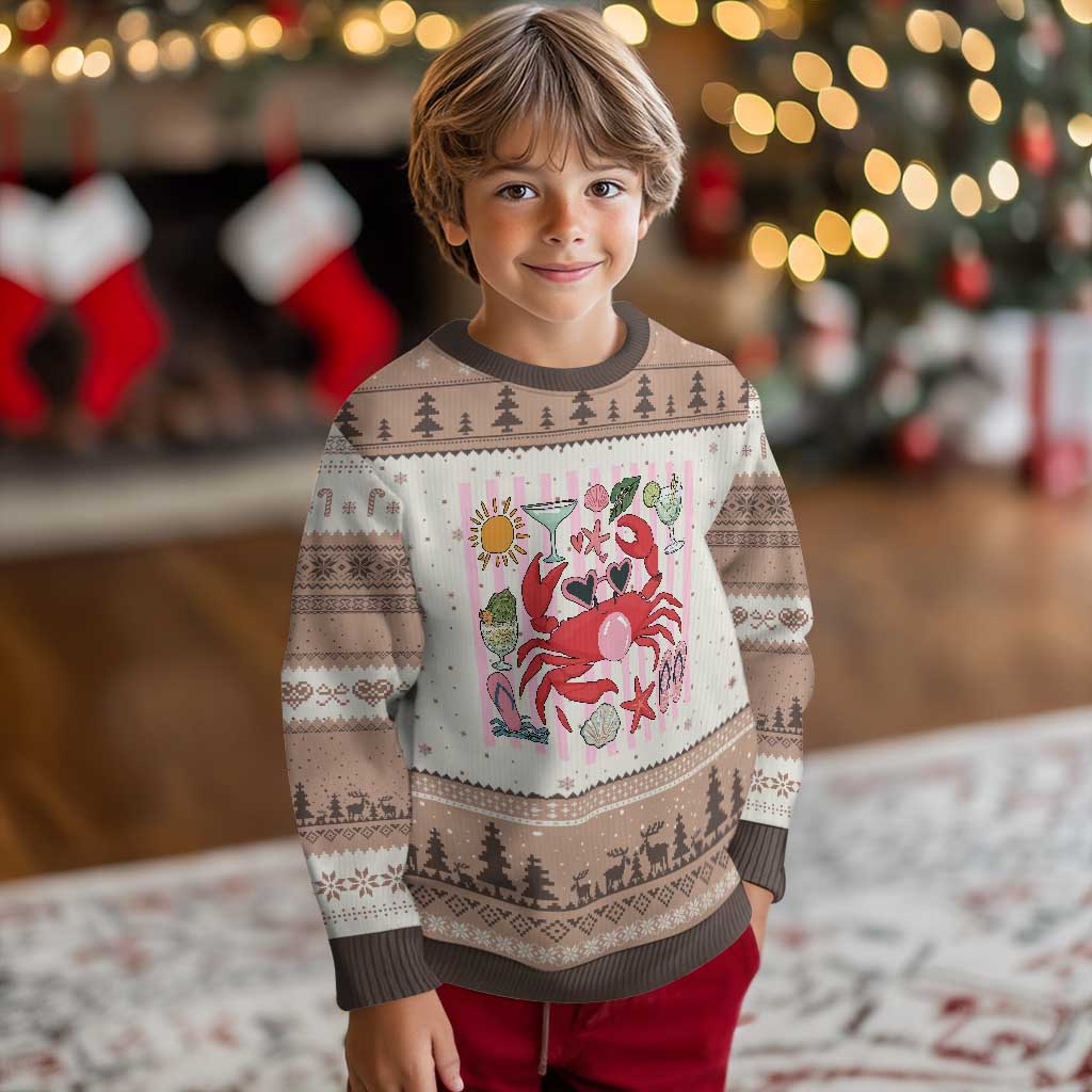 Funny Crab Tropical Summer Vacation Gift Ugly Christmas Sweater Striped Summer Beach Vibes