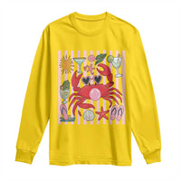 Funny Crab Tropical Summer Vacation Gift Long Sleeve Shirt Striped Summer Beach Vibes