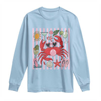 Funny Crab Tropical Summer Vacation Gift Long Sleeve Shirt Striped Summer Beach Vibes