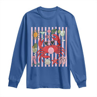 Funny Crab Tropical Summer Vacation Gift Long Sleeve Shirt Striped Summer Beach Vibes