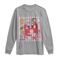Funny Crab Tropical Summer Vacation Gift Long Sleeve Shirt Striped Summer Beach Vibes