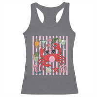 Funny Crab Tropical Summer Vacation Gift Racerback Tank Top Striped Summer Beach Vibes