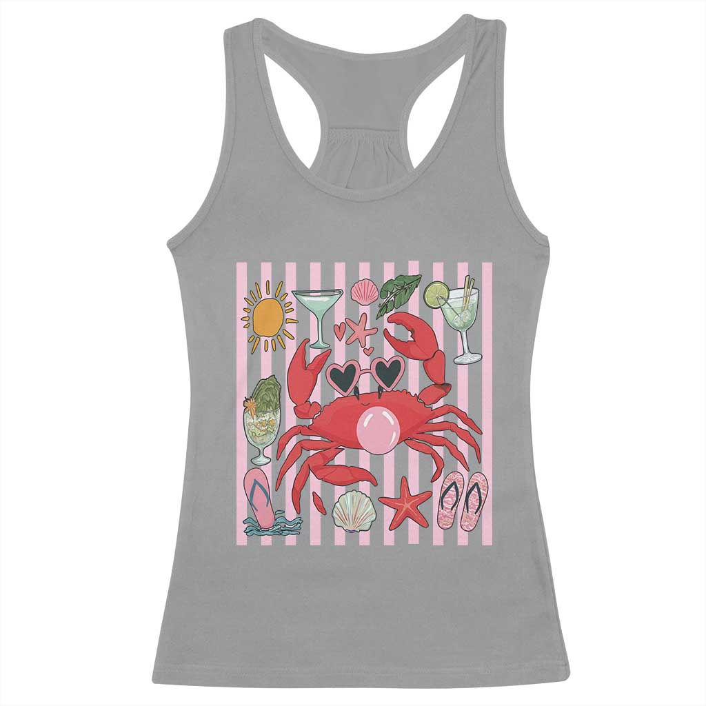 Funny Crab Tropical Summer Vacation Gift Racerback Tank Top Striped Summer Beach Vibes