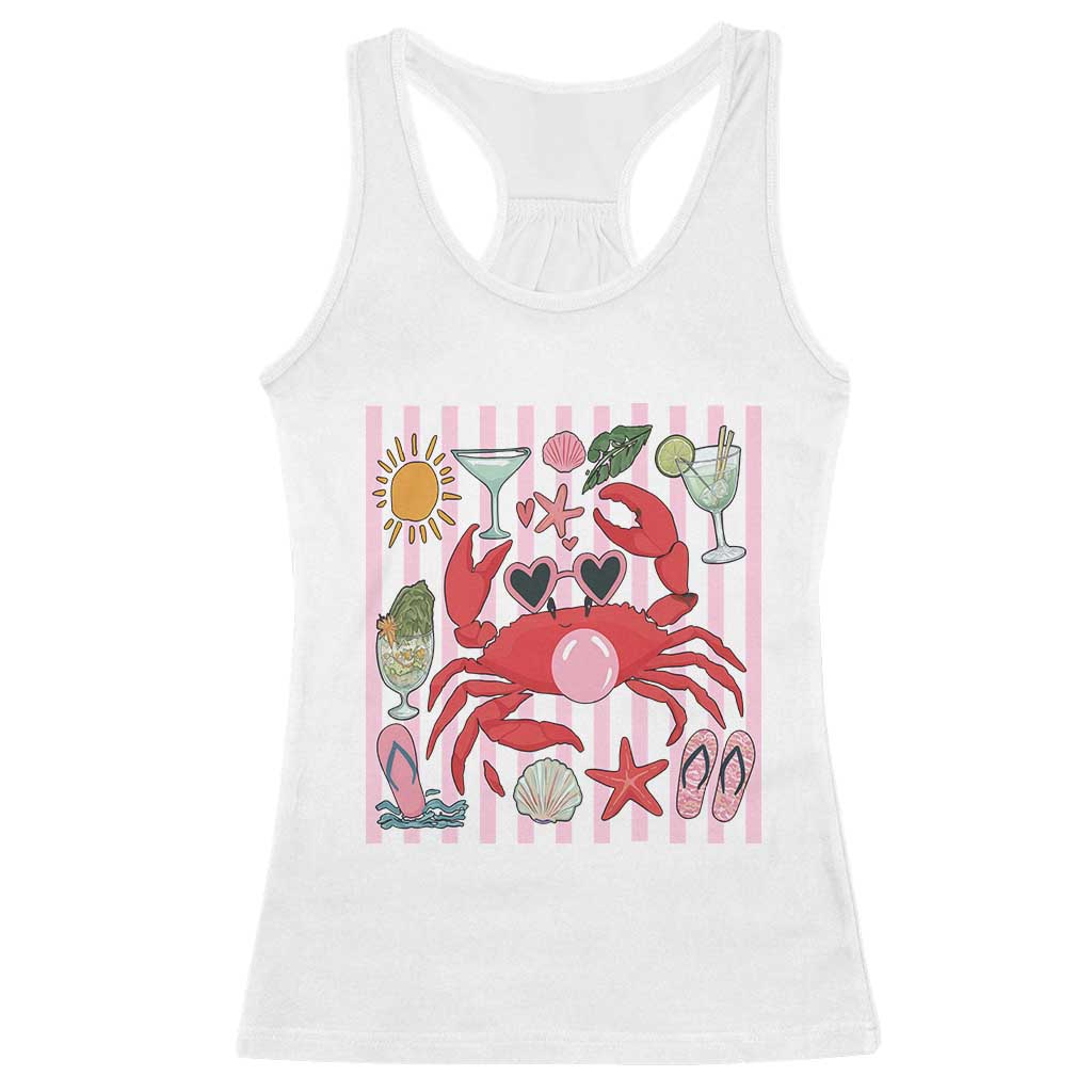Funny Crab Tropical Summer Vacation Gift Racerback Tank Top Striped Summer Beach Vibes