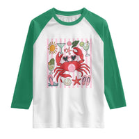 Funny Crab Tropical Summer Vacation Gift Raglan Shirt Striped Summer Beach Vibes