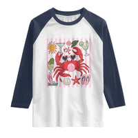 Funny Crab Tropical Summer Vacation Gift Raglan Shirt Striped Summer Beach Vibes