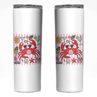 Funny Crab Tropical Summer Vacation Gift Skinny Tumbler Striped Summer Beach Vibes