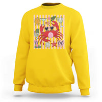 Funny Crab Tropical Summer Vacation Gift Sweatshirt Striped Summer Beach Vibes
