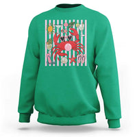 Funny Crab Tropical Summer Vacation Gift Sweatshirt Striped Summer Beach Vibes