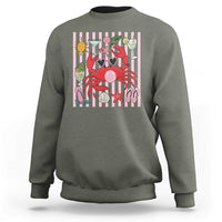 Funny Crab Tropical Summer Vacation Gift Sweatshirt Striped Summer Beach Vibes